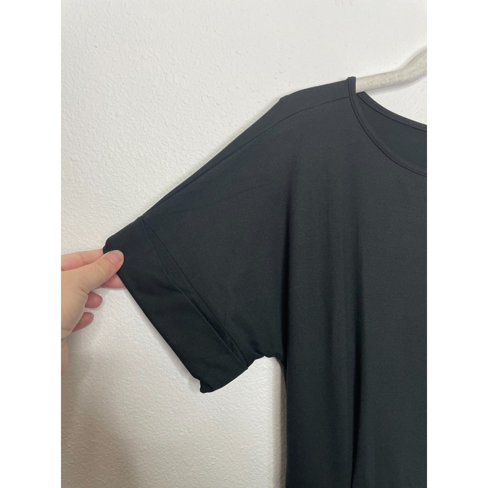 Zenana Smooth Talker Tie-Waist Dress Black Short Sleeve Pockets Stretchy - Picture 9 of 16